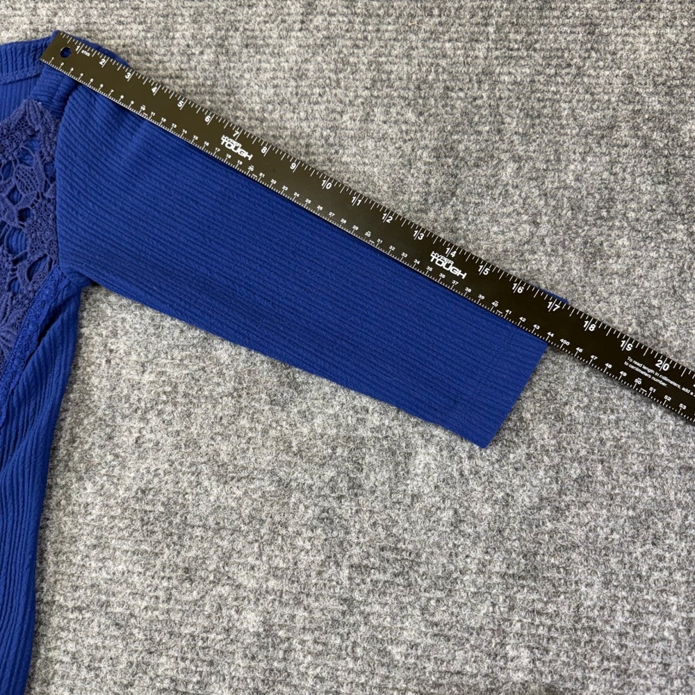 Free People Royal Blue Ribbed Knit Lace Panel‎ Dress Small cottage cor whimsical - Picture 15 of 16